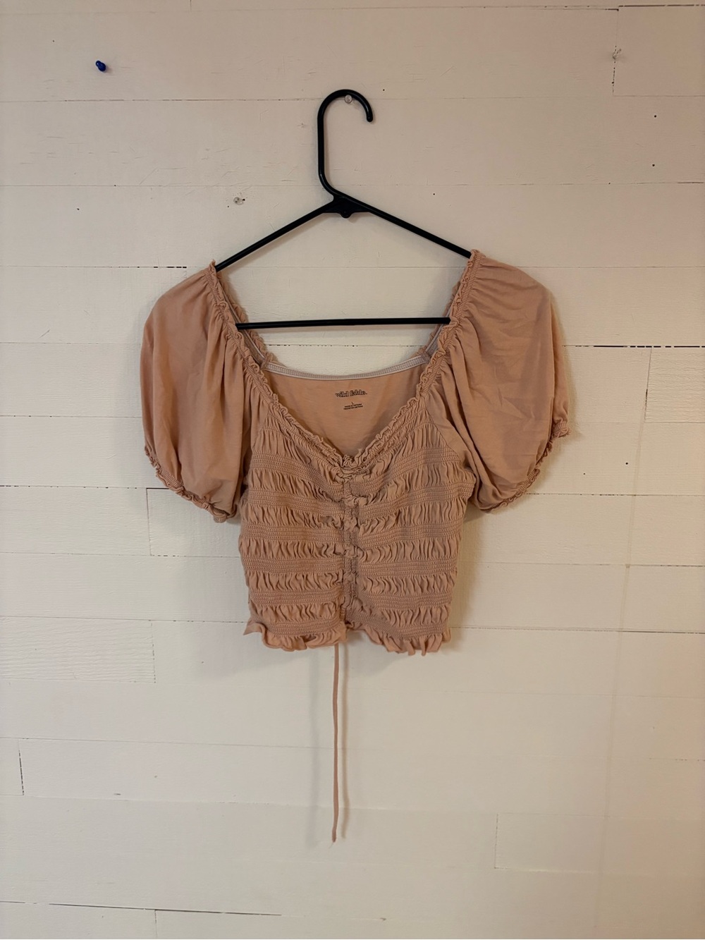 Wild Fable Large Blush Smocked Puff Sleeve Crop Top Cottagecore